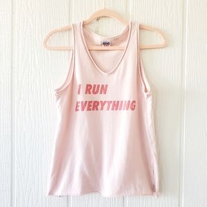 Junk Food Clothing WWW I Run Everuthong V Neck Tank Top Pink XS